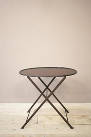 20th century leather and metal folding drinks table - TallBoy Interiors