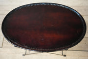 20th century leather and metal folding drinks table - TallBoy Interiors