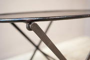 20th century leather and metal folding drinks table - TallBoy Interiors