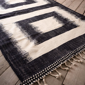 Genuine Hand woven Moroccan rug- Black squares