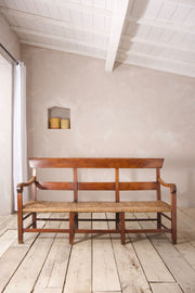 19th century Rush seated French hall bench - TallBoy Interiors