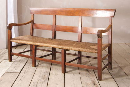 19th century Rush seated French hall bench