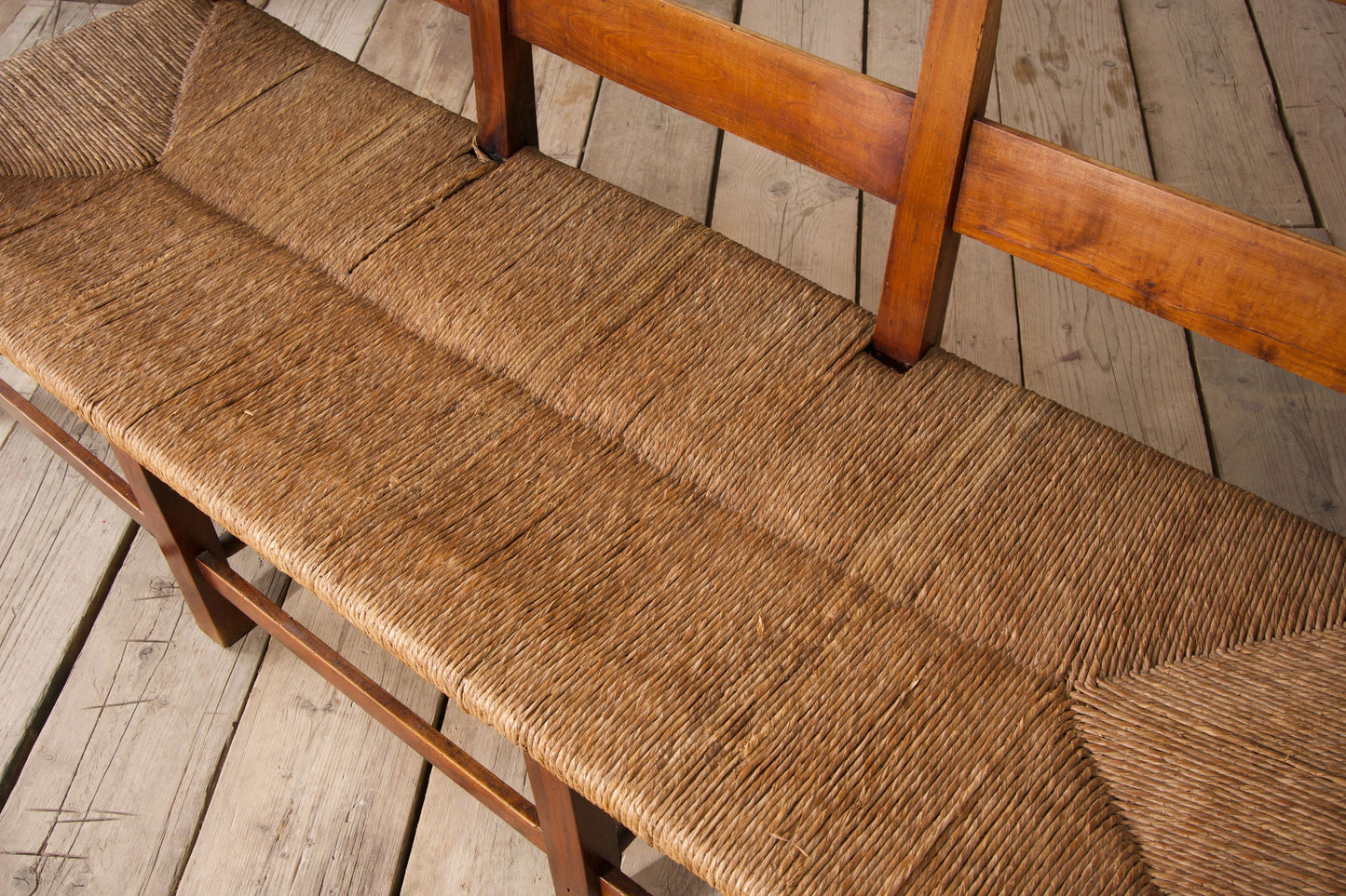 19th century Rush seated French hall bench