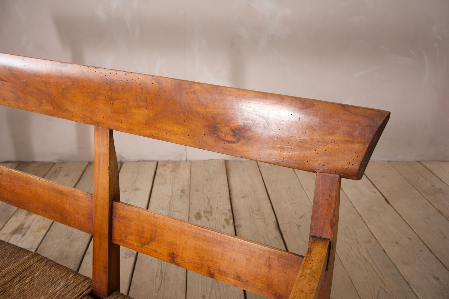19th century Rush seated French hall bench