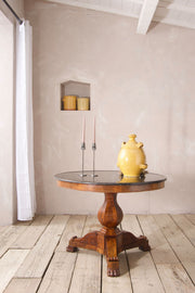 19th century French black marble and mahogany Gueridon table