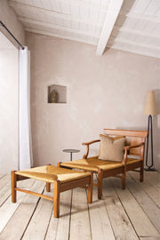 Very large 20th century French lounge chair and footstool