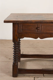 18th century Spanish walnut side table with bobbin legs - TallBoy Interiors
