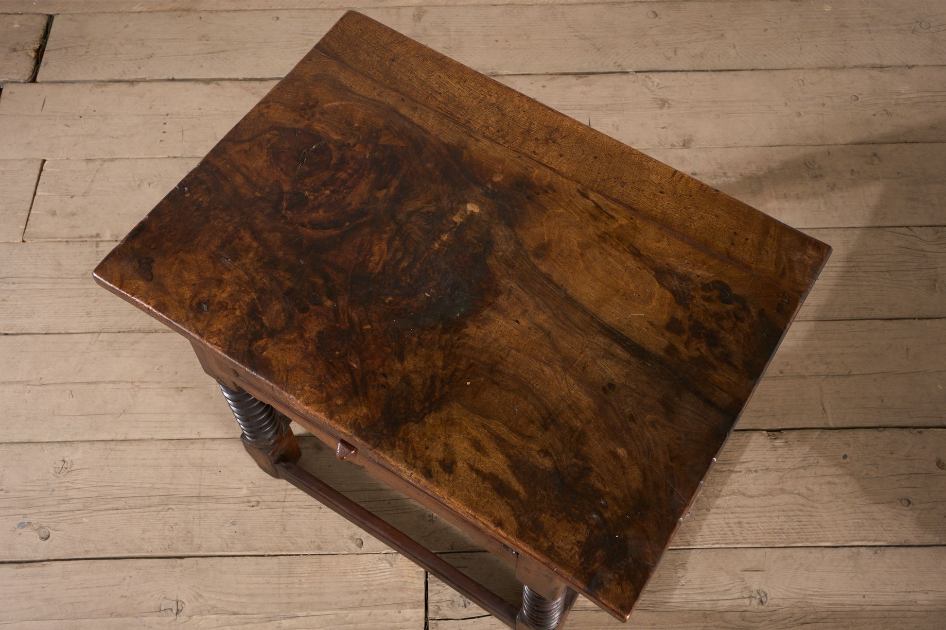 18th century Spanish walnut side table with bobbin legs - TallBoy Interiors