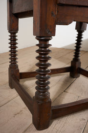 18th century Spanish walnut side table with bobbin legs - TallBoy Interiors