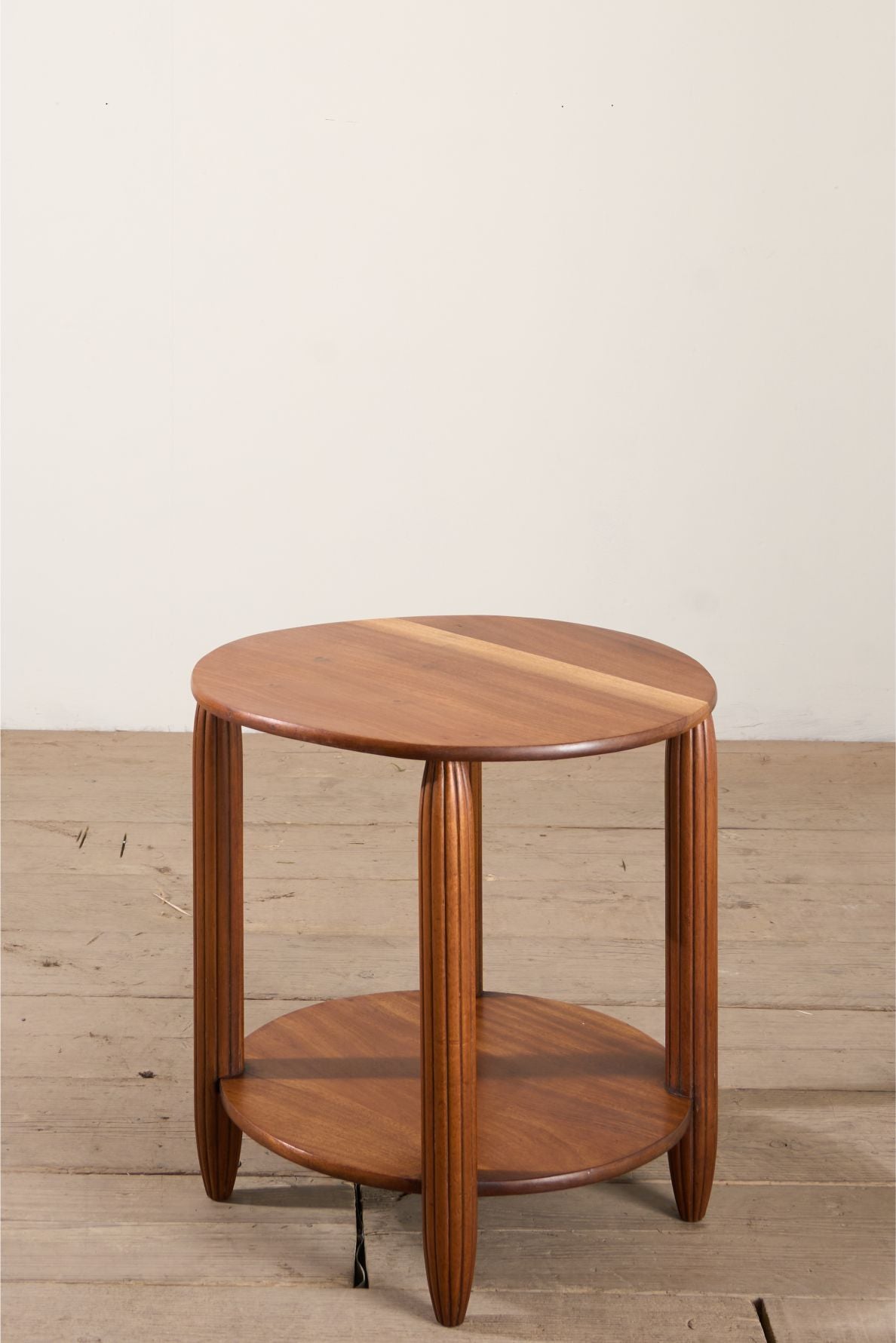 Art Deco walnut side table with reeded legs