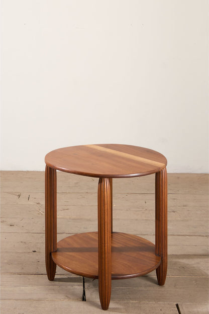 Art Deco walnut side table with reeded legs