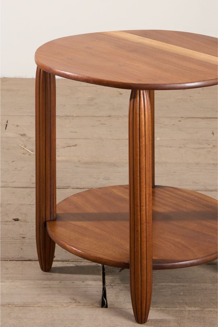 Art Deco walnut side table with reeded legs