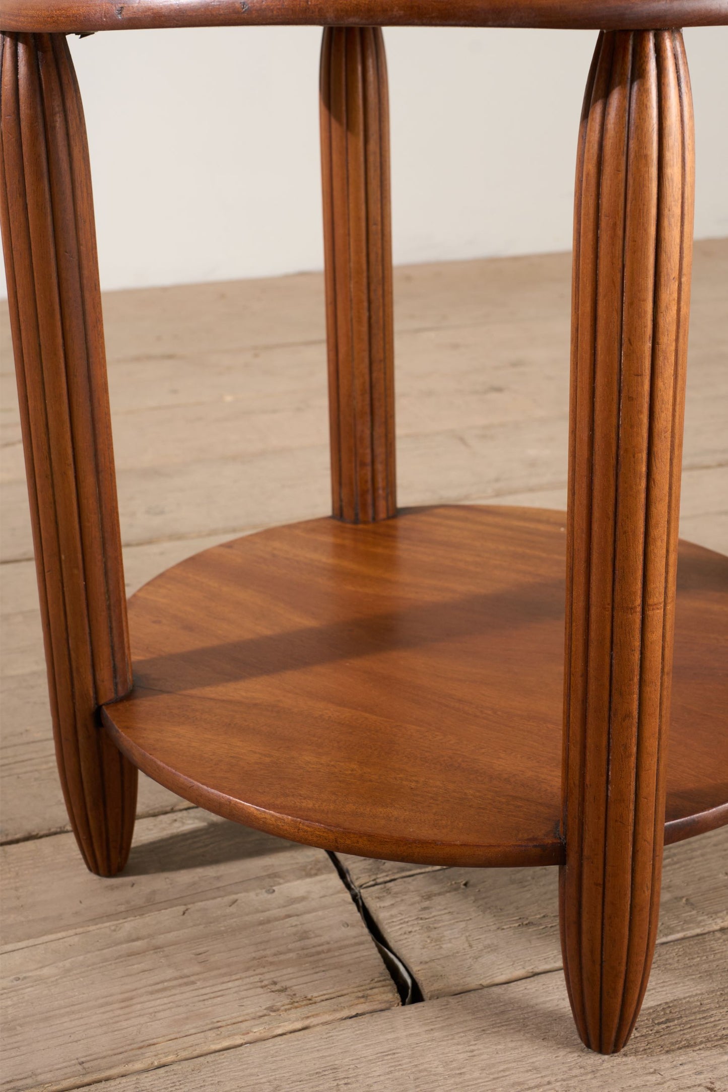 Art Deco walnut side table with reeded legs