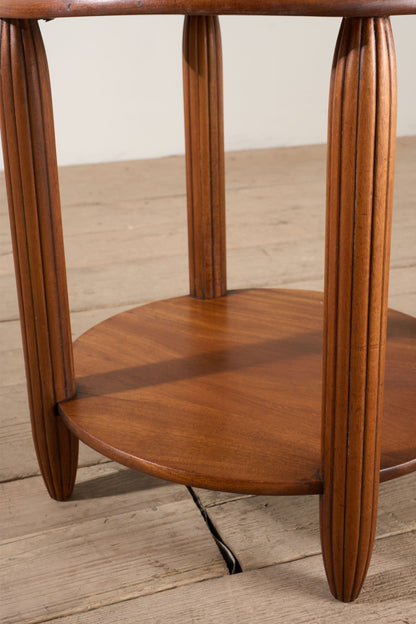 Art Deco walnut side table with reeded legs