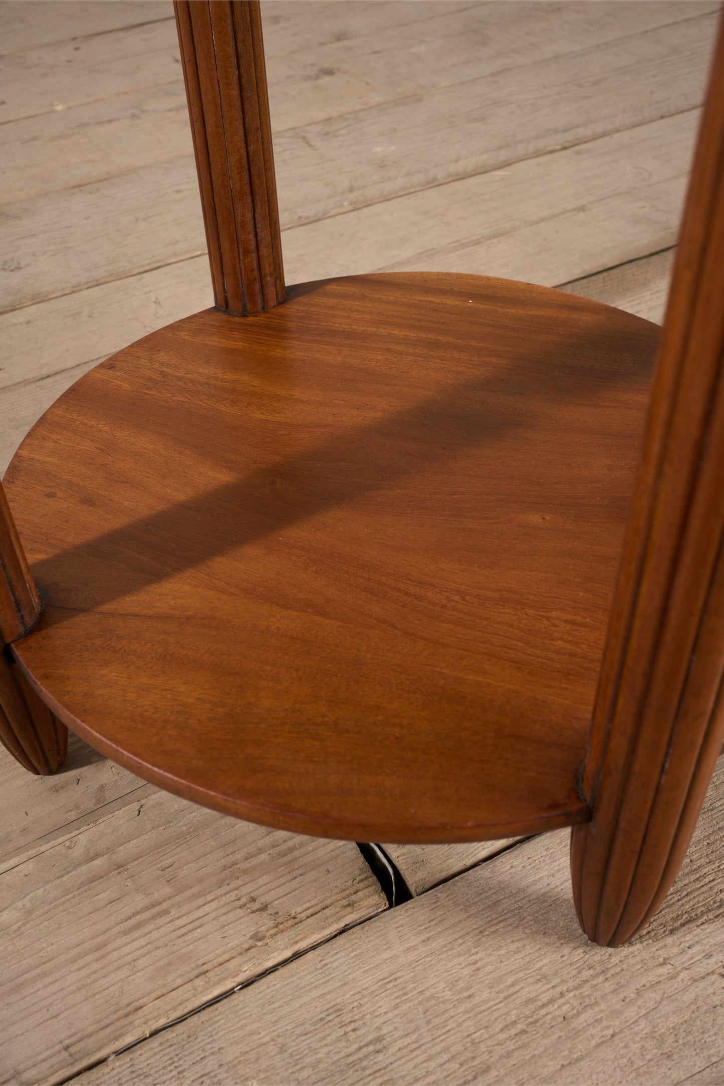 Art Deco walnut side table with reeded legs