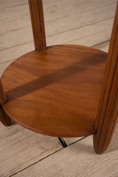 Art Deco walnut side table with reeded legs
