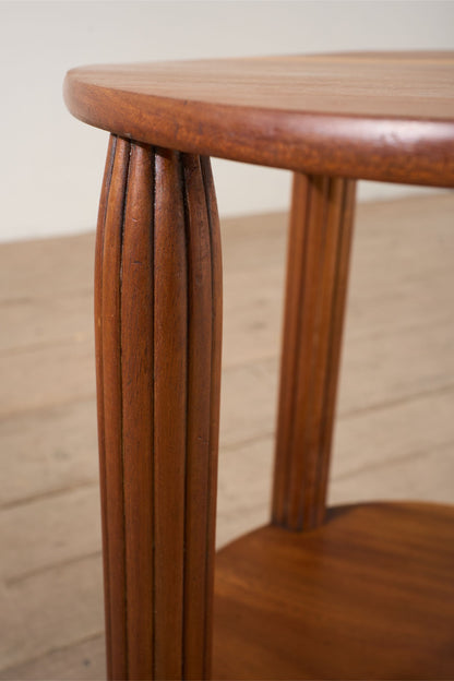 Art Deco walnut side table with reeded legs