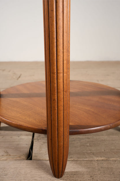 Art Deco walnut side table with reeded legs