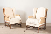 Pair of Early 20th century Os De Mouton wingback armchairs - TallBoy Interiors