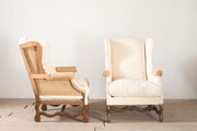 Pair of Early 20th century Os De Mouton wingback armchairs - TallBoy Interiors