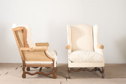 Pair of Early 20th century Os De Mouton wingback armchairs - TallBoy Interiors