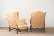 Pair of Early 20th century Os De Mouton wingback armchairs - TallBoy Interiors