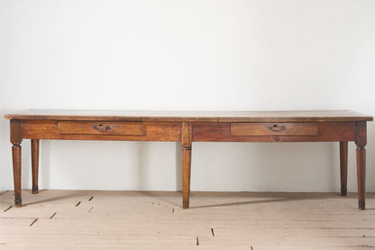 19th century 3m Single slab Walnut top Italian table - TallBoy Interiors