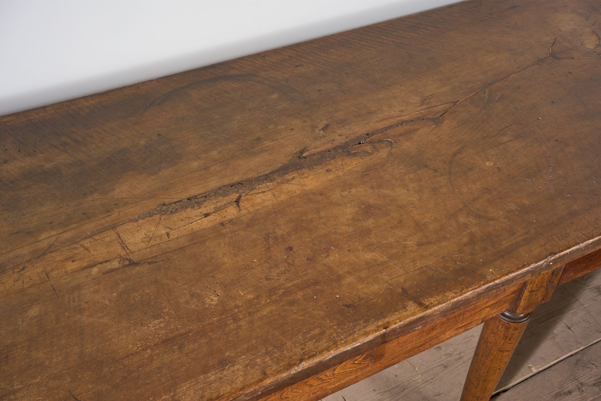 19th century 3m Single slab Walnut top Italian table - TallBoy Interiors