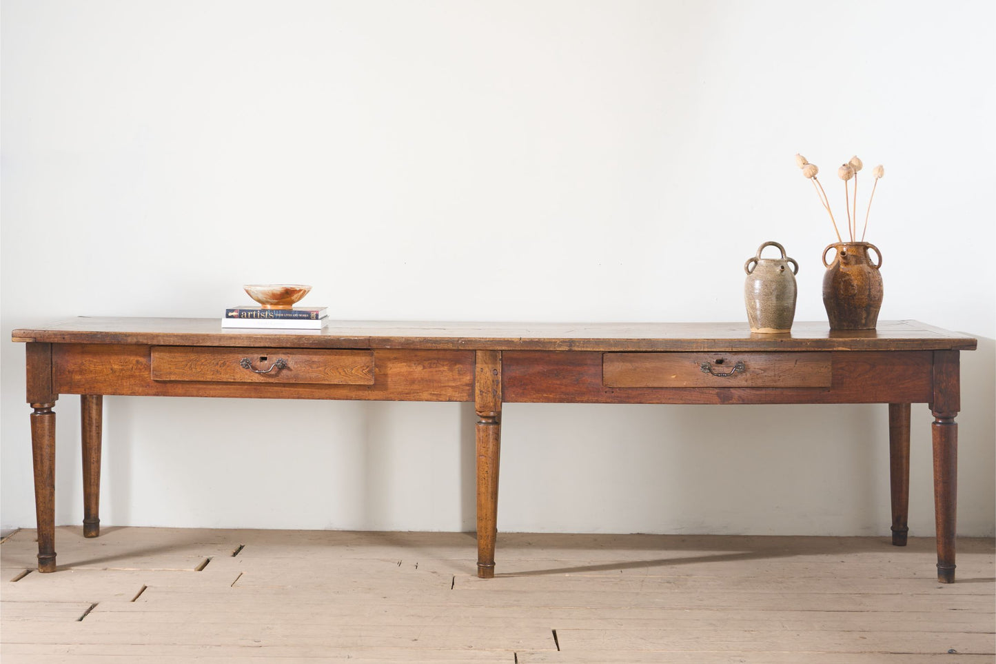 19th century 3m Single slab Walnut top Italian table - TallBoy Interiors