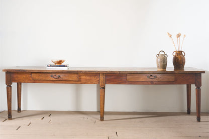 19th century 3m Single slab Walnut top Italian table - TallBoy Interiors