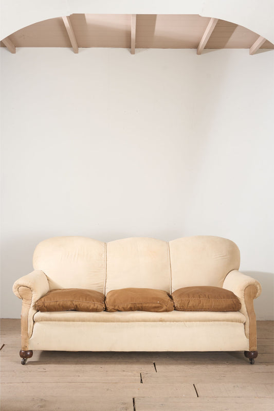 Early 20th century Scalloped back country house sofa