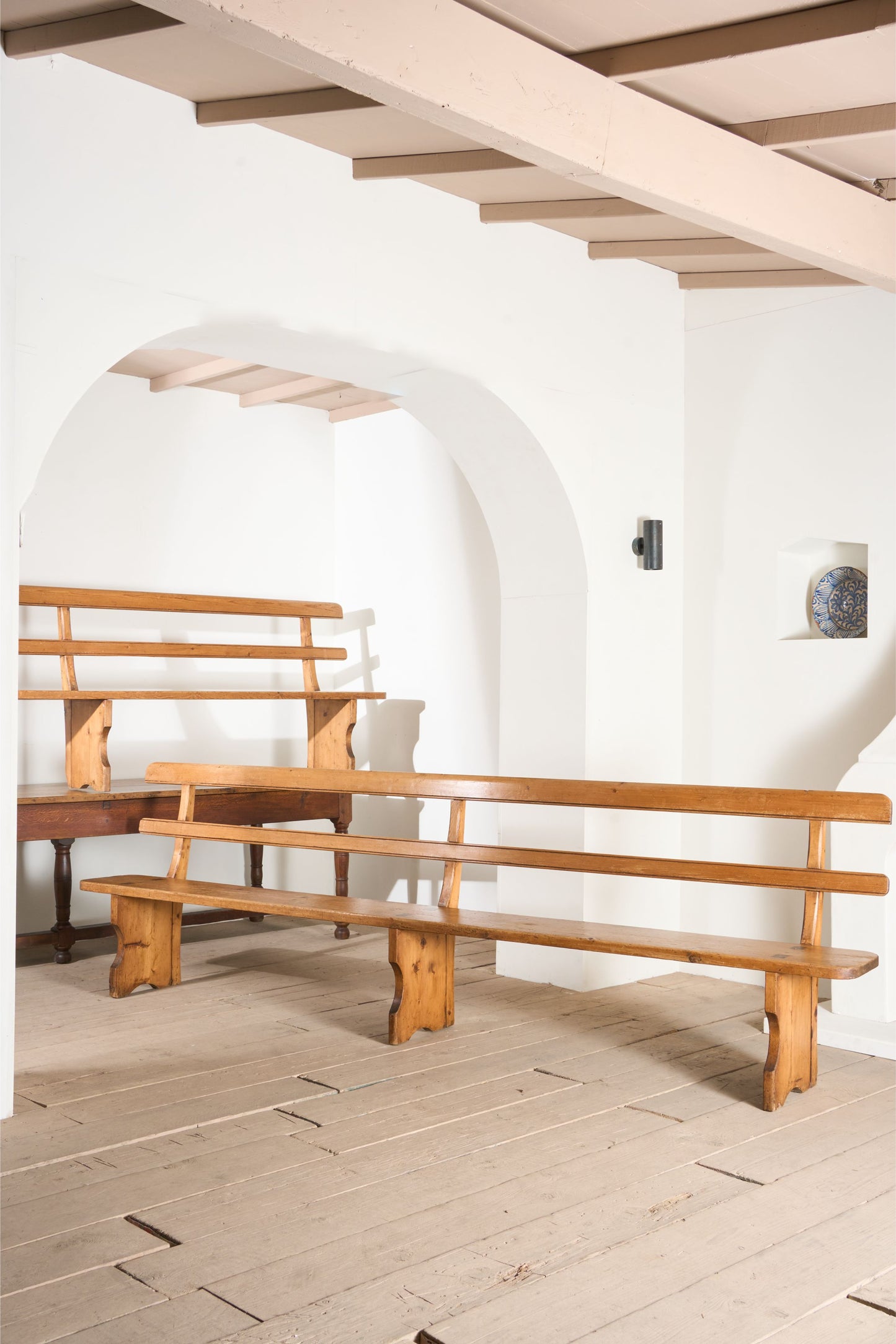 3.1m Pair of 19th century Pine benches