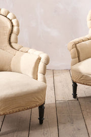 Pair of Napoleon III Crimped pie crust armchairs - TallBoy Interiors