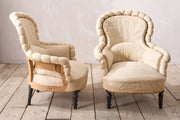 Pair of Napoleon III Crimped pie crust armchairs - TallBoy Interiors