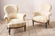 Pair of Napoleon III plain spoon back armchairs