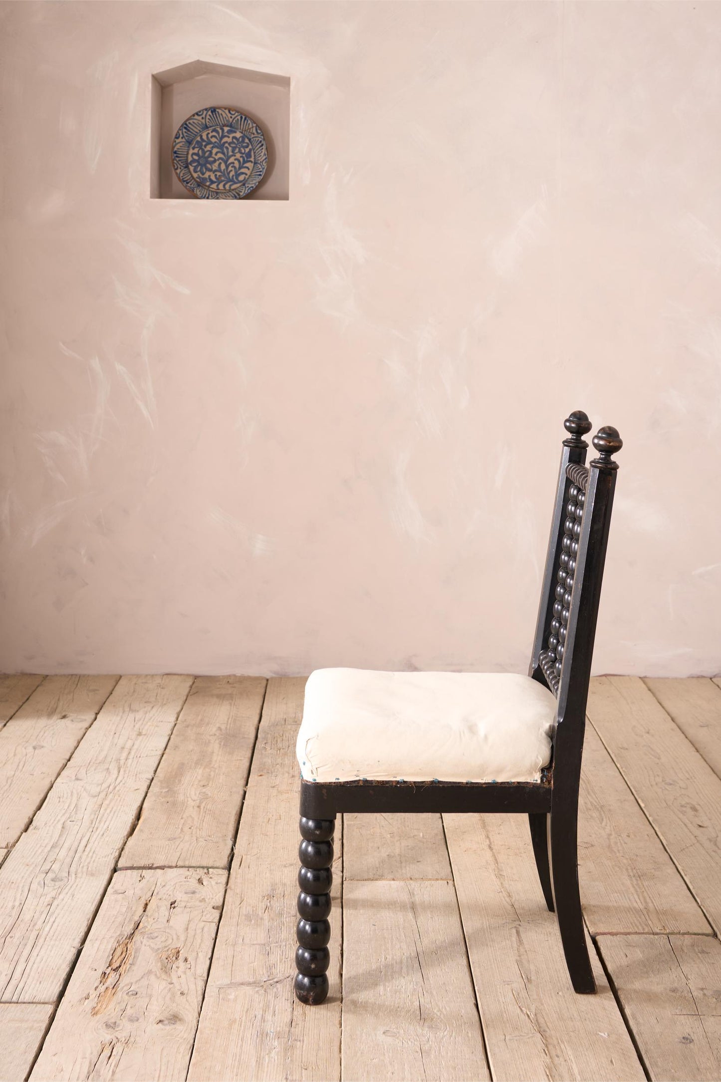 19th century Ebonised Bobbin turned side chair