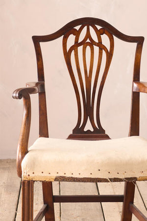 Georgian period mahogany open armchair with fretwork back