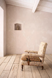 19th century buttoned square back open armchair