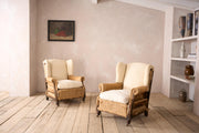 Pair of c.1900 Deep seated wingback armchairs
