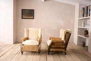 Pair of c.1900 Deep seated wingback armchairs