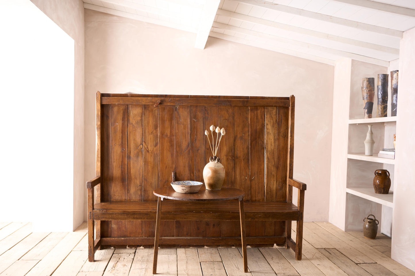 18th century country settle with fold down table