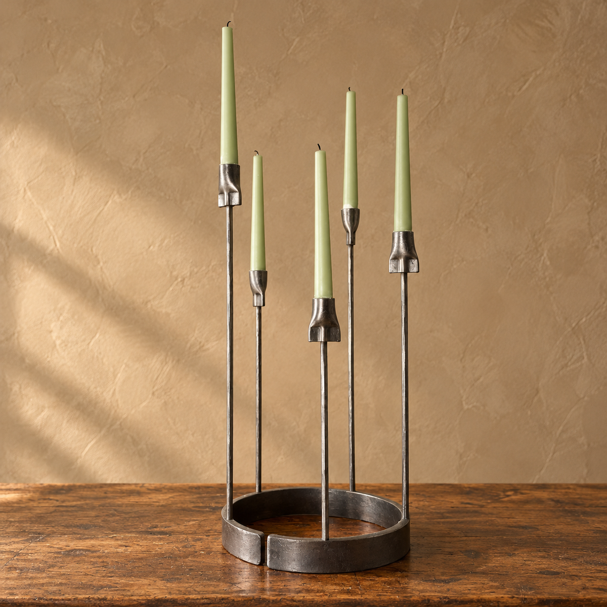 Blacksmith made forged steel candelabra - TallBoy Interiors