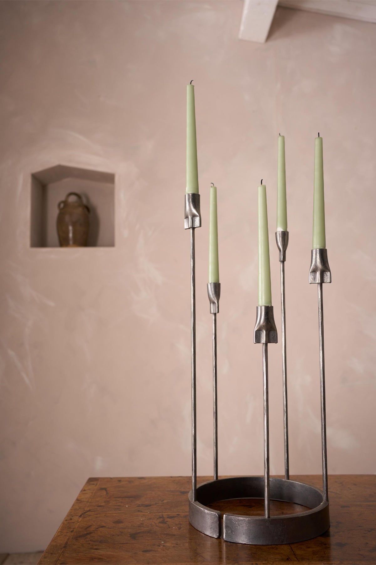 Blacksmith made forged steel candelabra - TallBoy Interiors