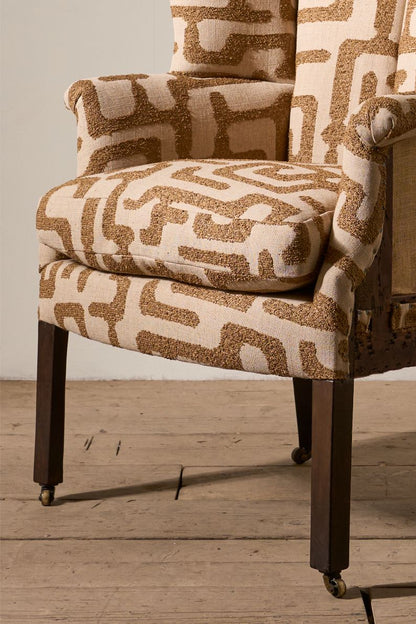 Georgian barrel back armchair upholstered in recycled cotton fabric - TallBoy Interiors