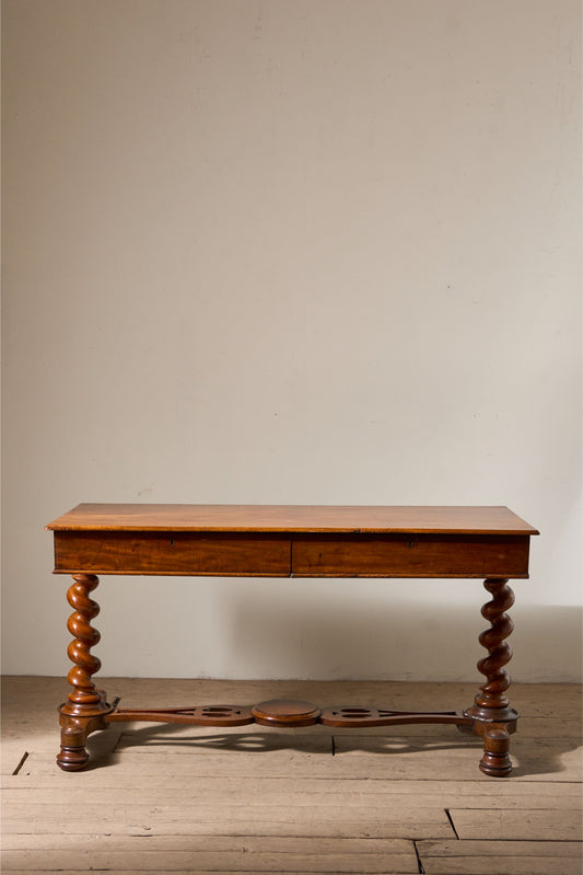 19th Century Victorian barley twist mahogany writing table - TallBoy Interiors