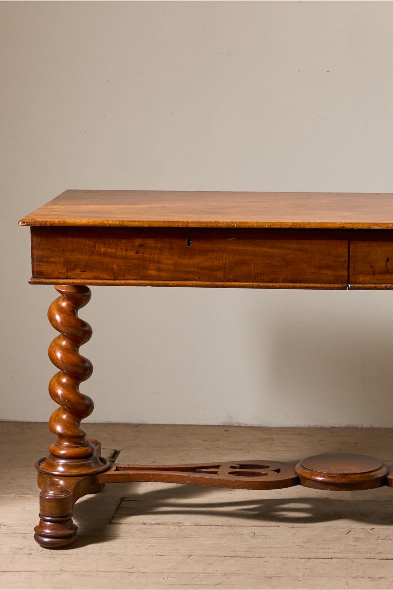 19th Century Victorian barley twist mahogany writing table - TallBoy Interiors