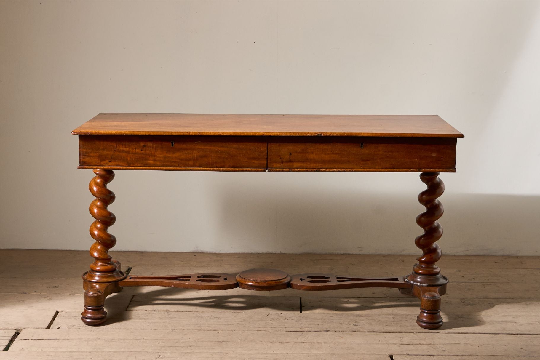 19th Century Victorian barley twist mahogany writing table - TallBoy Interiors