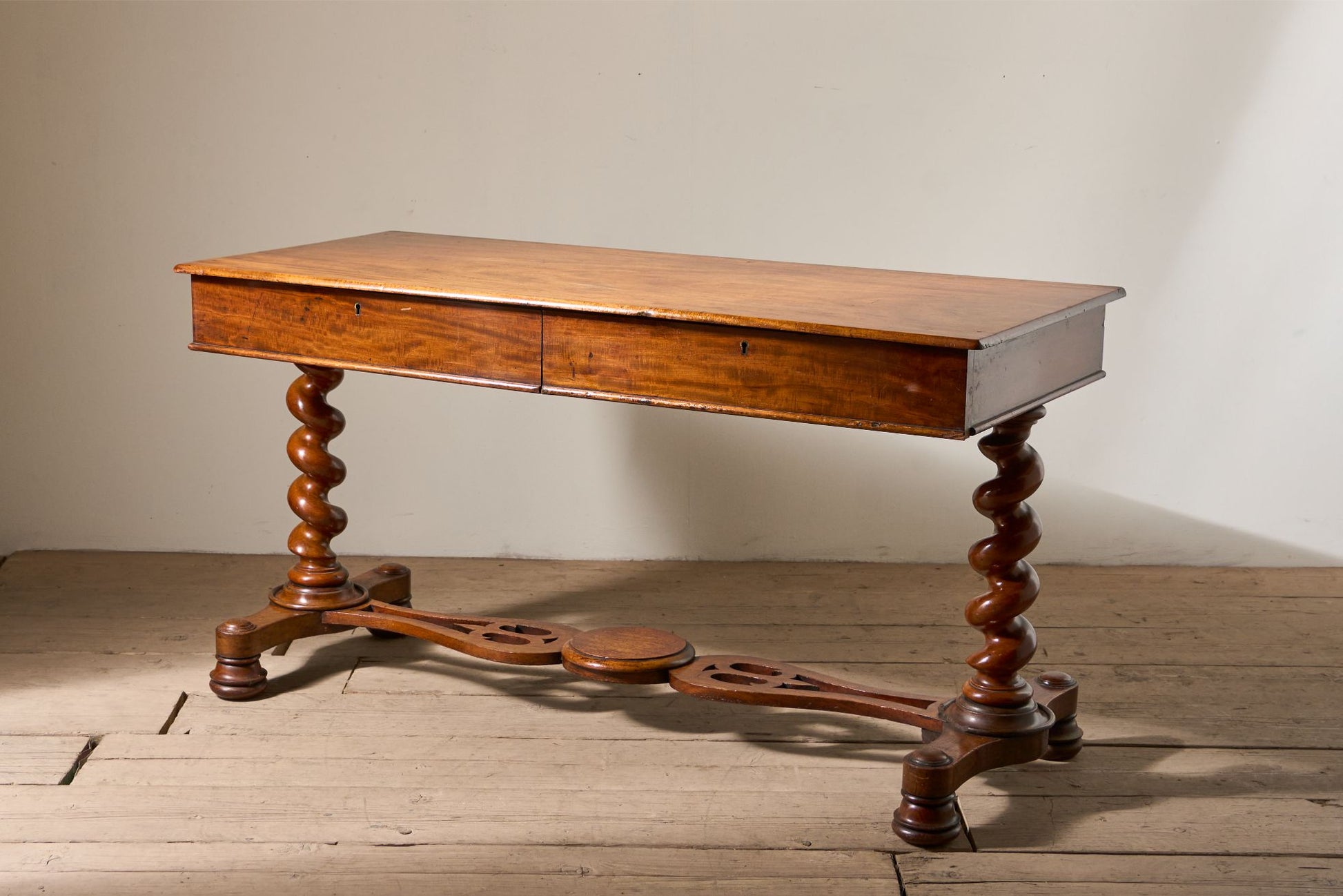 19th Century Victorian barley twist mahogany writing table - TallBoy Interiors