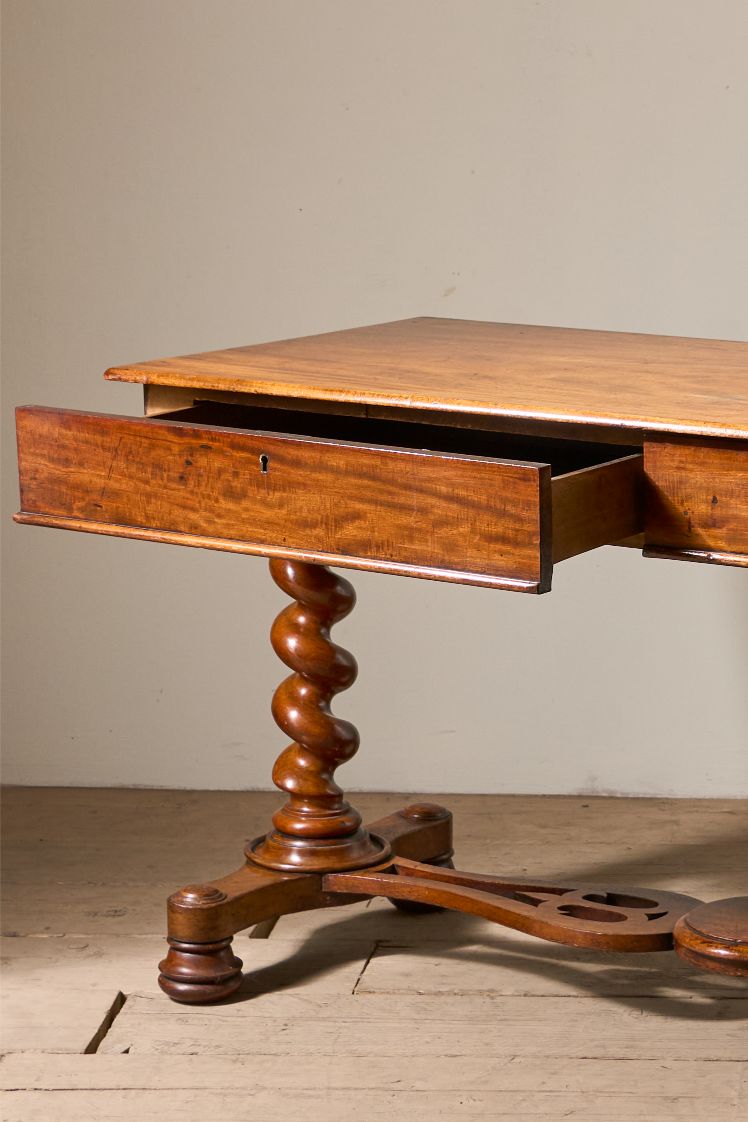19th Century Victorian barley twist mahogany writing table - TallBoy Interiors