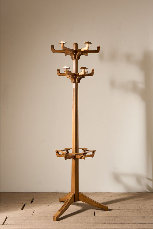 High quality Art Deco period solid oak coat stand - TallBoy Interiors
